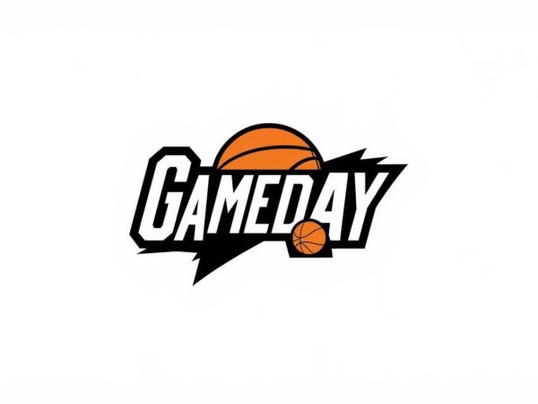basketball gameday logo minimal white background